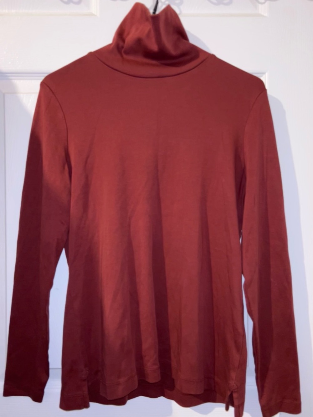 Lands' End Women's Turtleneck Top in Rust Red